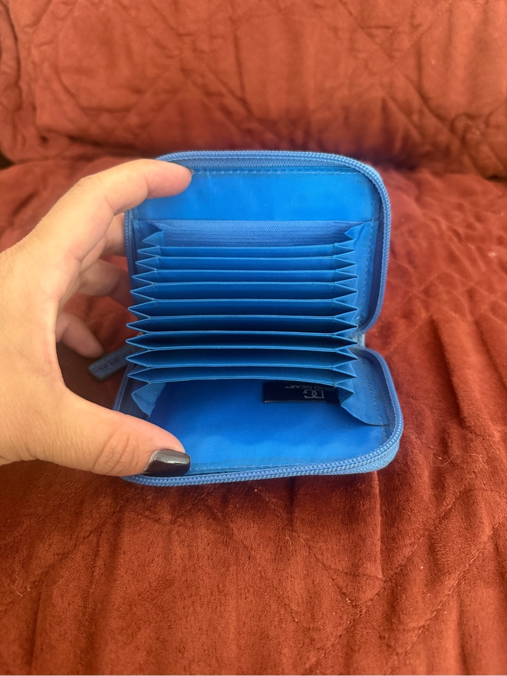 Croc-Texture Light Blue Compact Wallet with Clear ID Window - Picture 4 of 7